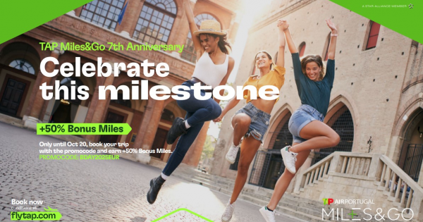**TAP Miles&Go: Double the Delight – 50% Bonus Miles for Anniversary Celebrations!**